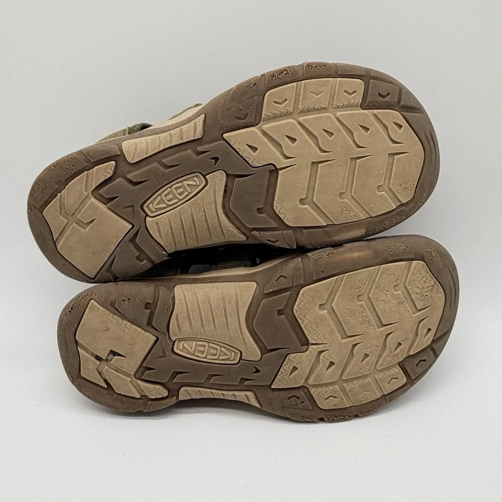 Keen Sandals Kids Sz 4 Olive Orange Newport H2 Closed-Toe Hiking Hook & Loop